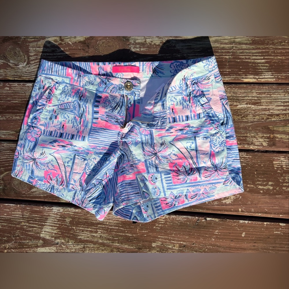 Lilly Pulitzer Adie Ruffle Pocket Stretch,Whisper Blue,Yeah Buoy Coastal|size:4 - Picture 2 of 16